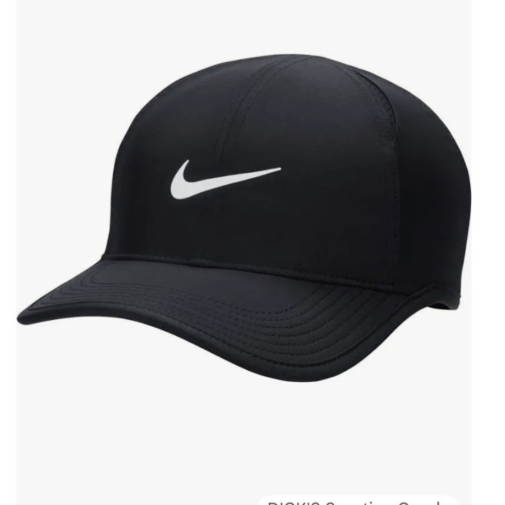Nike Dri-FIT Unstructured Featherlight Cap Black White Swoosh Adjustable